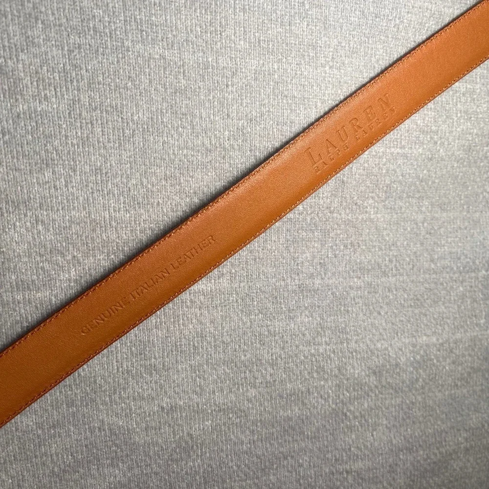 Lauren Ralph Lauren Womens Brown Croc Embossed Leather Belt Gold Buckle Large‎